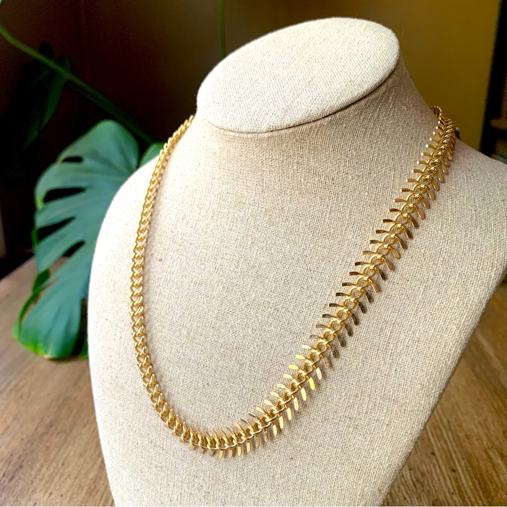 Fish Bone Gold Chain Necklace